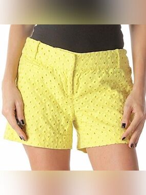 LOFT Yellow Eyelet Bermuda Shorts